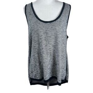 Banana Republic Womens Striped Tank Top Sweater Knit XL Black White Sleeveless